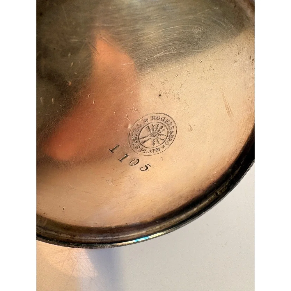 Vintage Silver Plated Pitcher Embossed Floral Band Monogram 'RH'‎